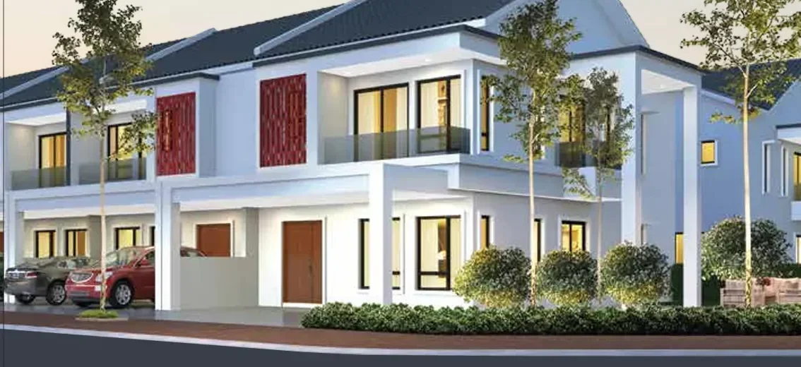 Pulai Height Double Storey Super-Link official facade render, 24 by 70 feet, Botani Ipoh
